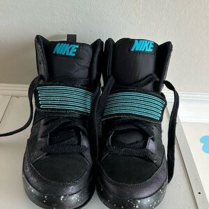 Nike Black and Teal High-Top Sneakers
